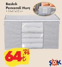 BASKILI PENCERELİ HURÇ 64X41X35 CM